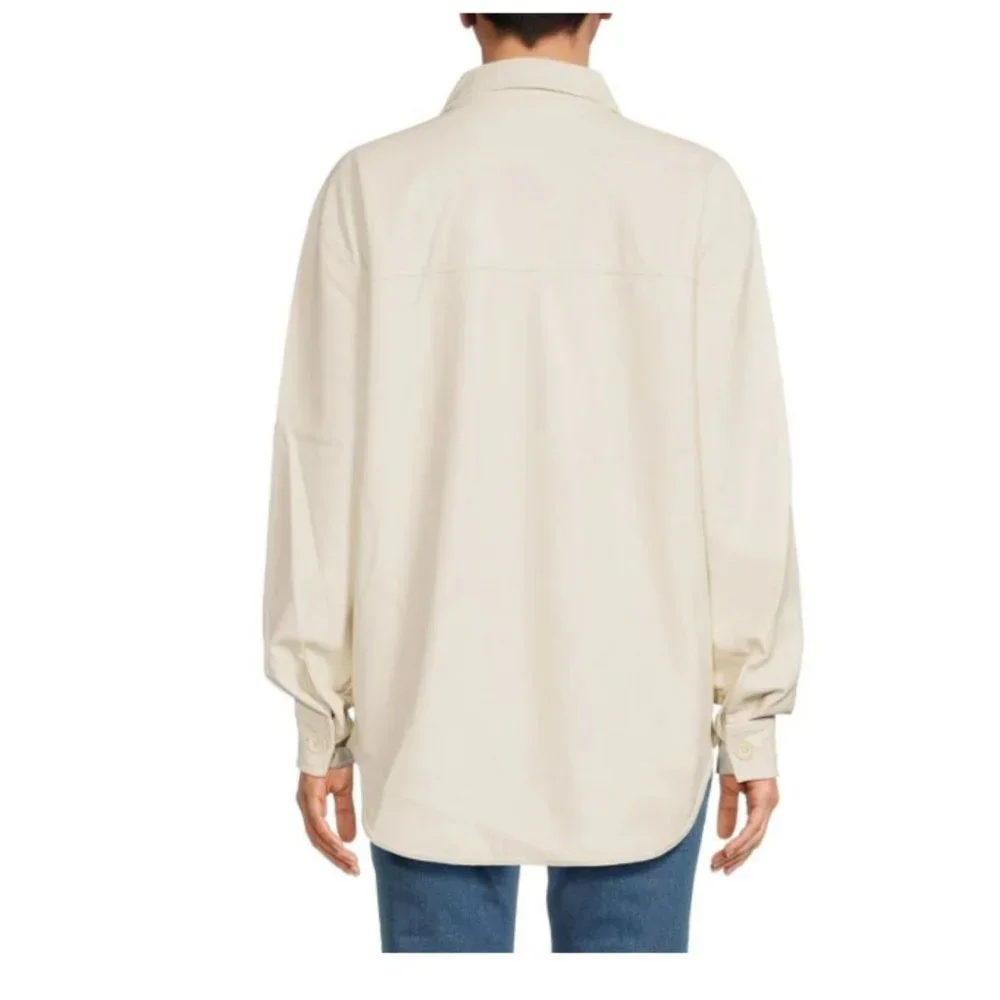 Good American Better Than Leather Faux Leather Shacket Bone Size 3/4=L/XL NWT - Picture 4 of 16